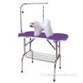 Table de toilettage pour animaux de compagnie robuste de chien violet